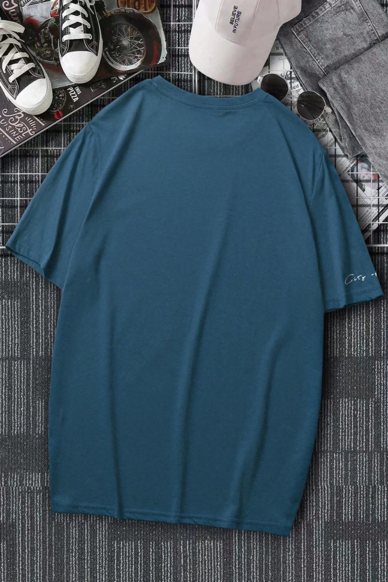 Erkek Tişörtleri Fit Crew Yaka Kısa Kollu Slogan Tişört Rahat