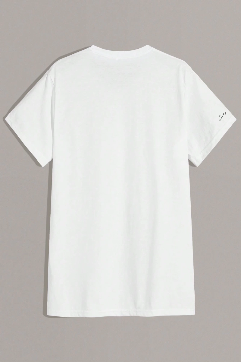 Erkek Tişörtleri Fit Crew Yaka Kısa Kollu Slogan Tişört Rahat