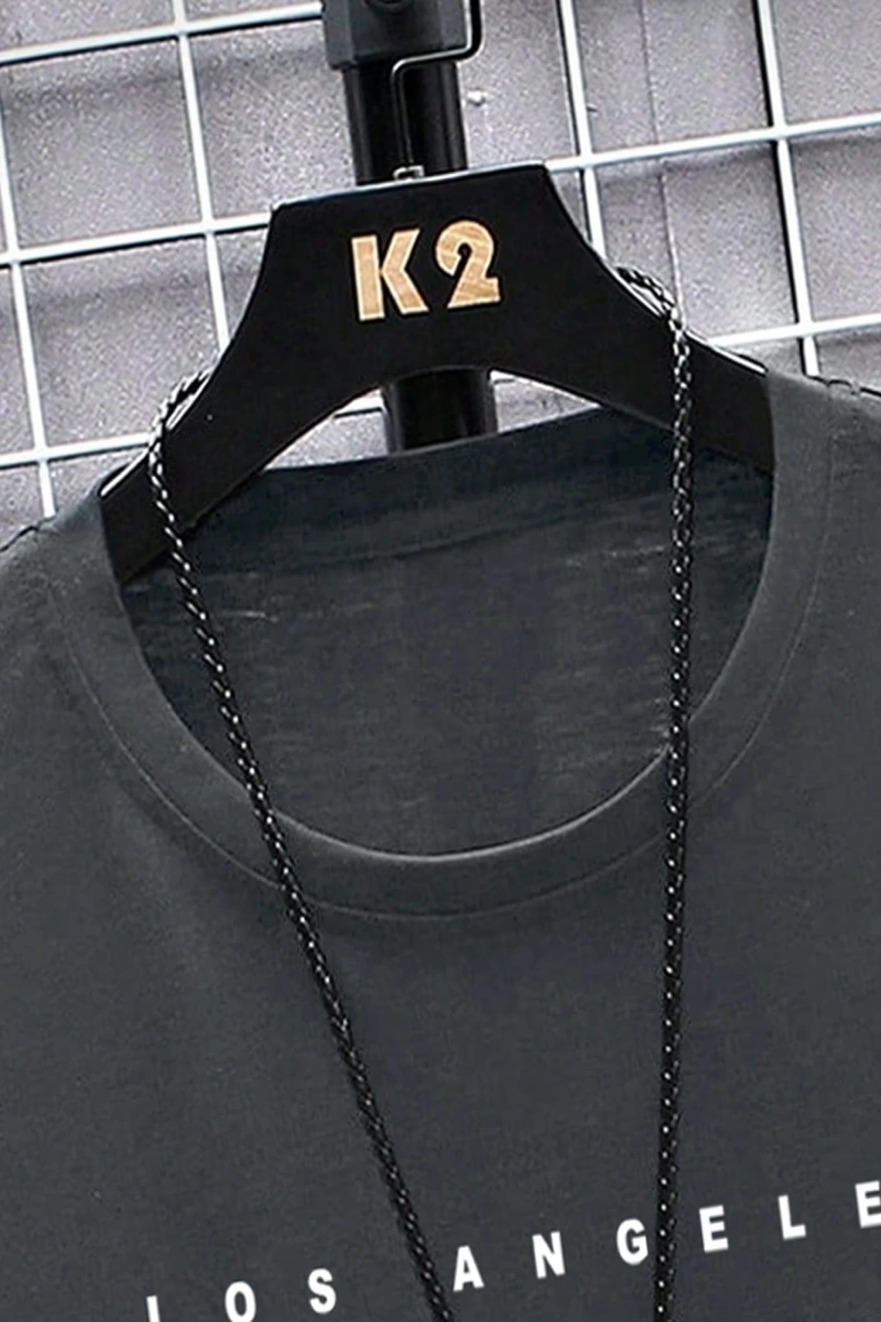 Erkek Tişörtleri Fit Crew Yaka Kısa Kollu Slogan Tişört Rahat