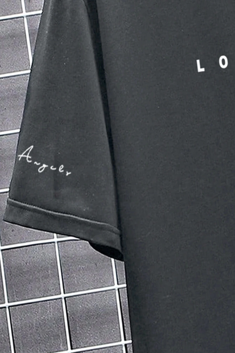Erkek Tişörtleri Fit Crew Yaka Kısa Kollu Slogan Tişört Rahat