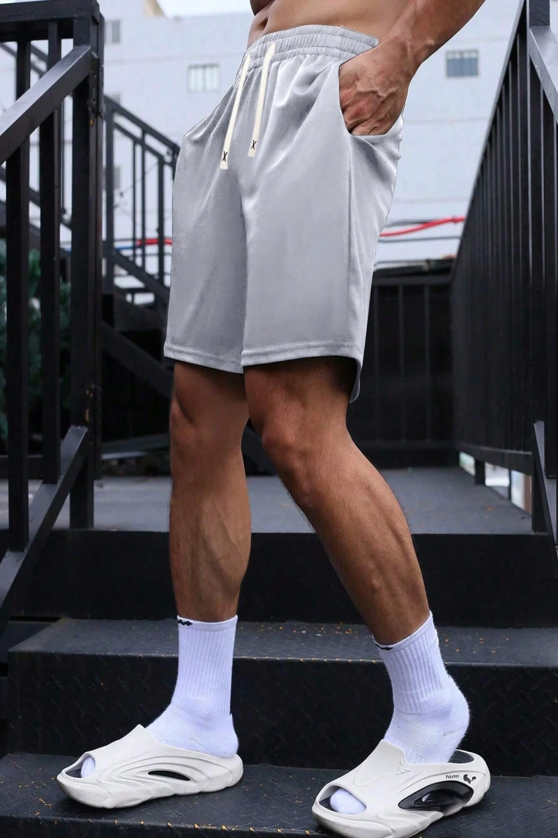 Erkek Yaz Yeni Düz Renk Günlük Spor Şortları, Bağcıklı Fitness Koşu Plaj Şortları