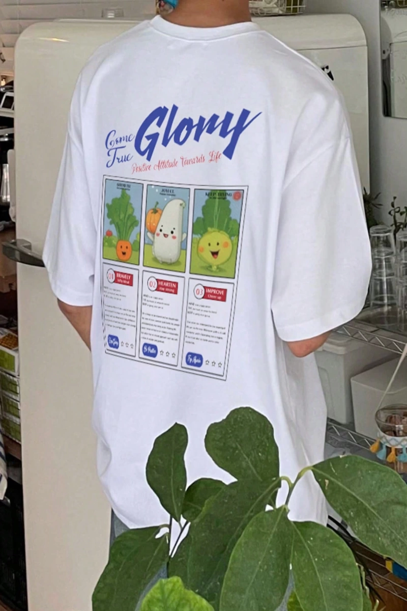 Erkek Yazlık Mektup Baskılı Büyük Boy Grafik Tişört