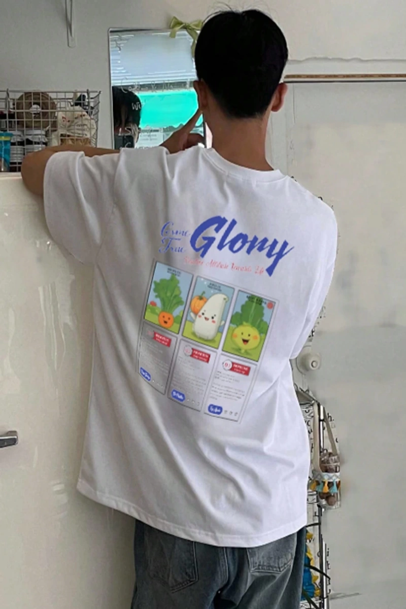 Erkek Yazlık Mektup Baskılı Büyük Boy Grafik Tişört
