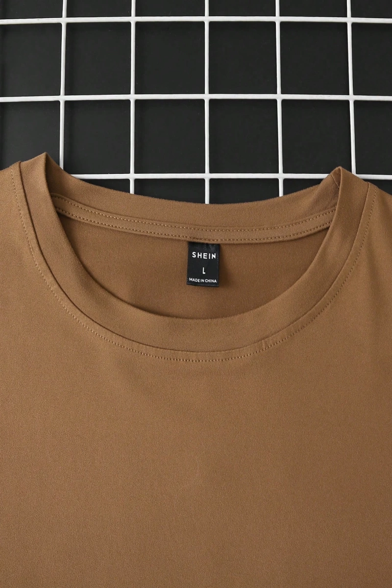 Erkek Yuvarlak Yaka Kısa Kollu Baskılı Minimalist Tişört, Günlük Giyim