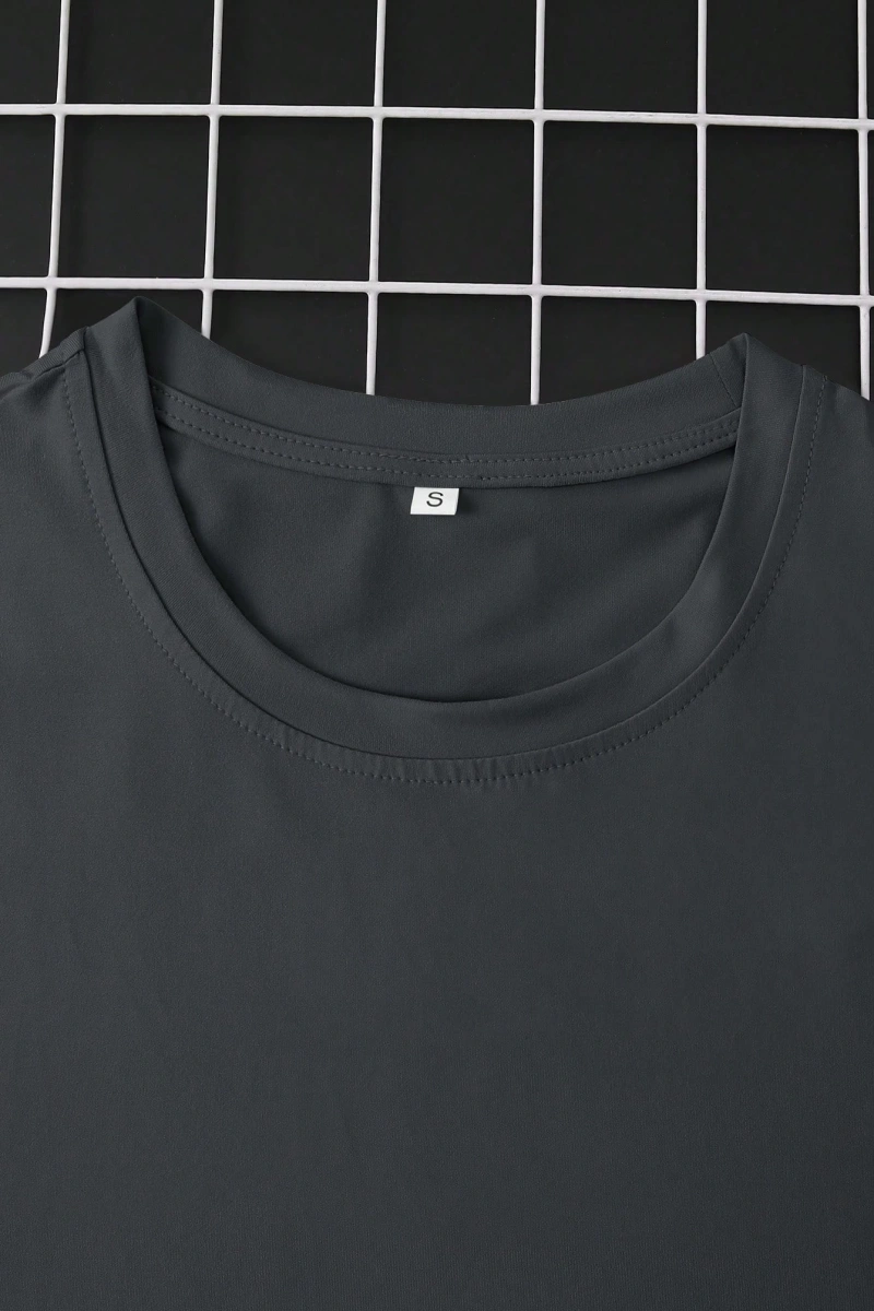 Erkek Yuvarlak Yaka Kısa Kollu Baskılı Minimalist Tişört, Günlük Giyim