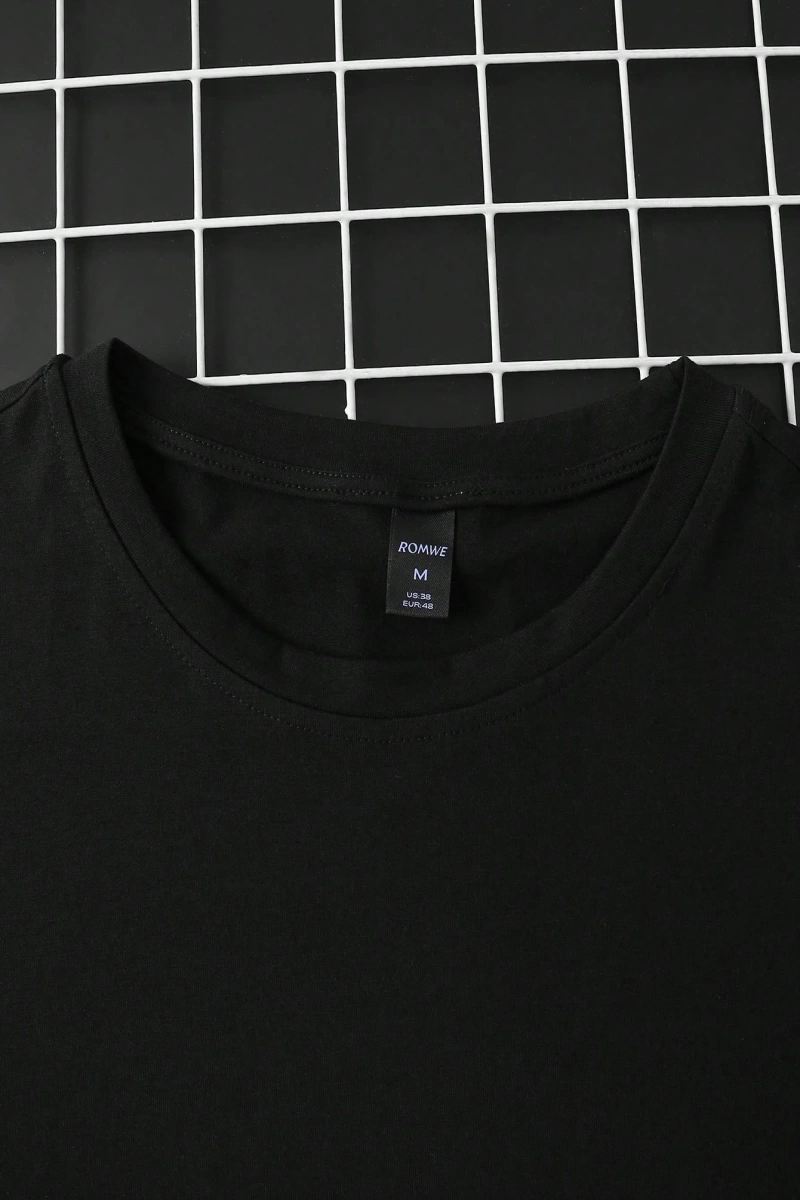 Erkek Yuvarlak Yaka Kısa Kollu Baskılı Minimalist Tişört, Günlük Giyim