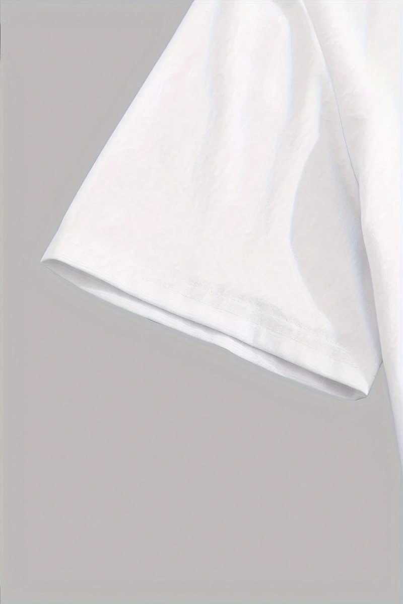 Erkek Yuvarlak Yaka Kısa Kollu Günlük Tişört, Düz Renk Minimalist Stil, Günlük Giyim, İlkbaha