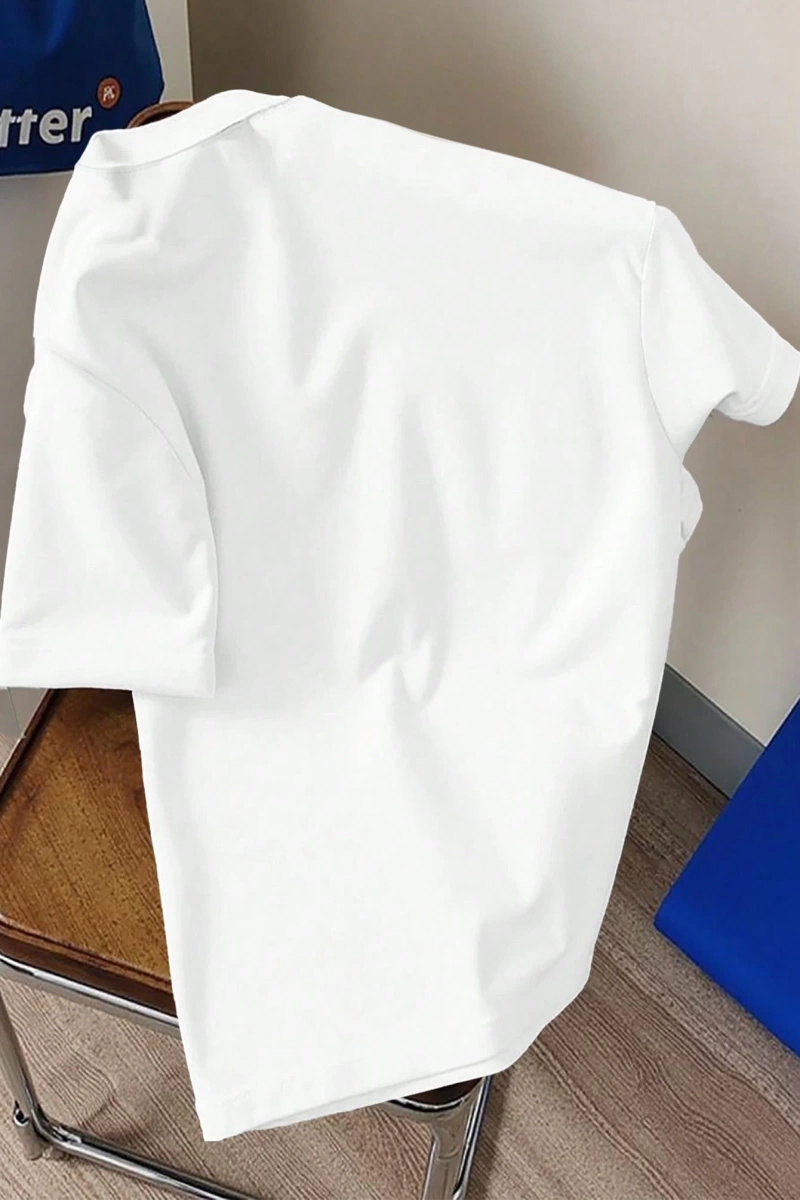 Erkek Yuvarlak Yaka Kısa Kollu Tişört, Minimalist Moda, Yaz İçin Uygun
