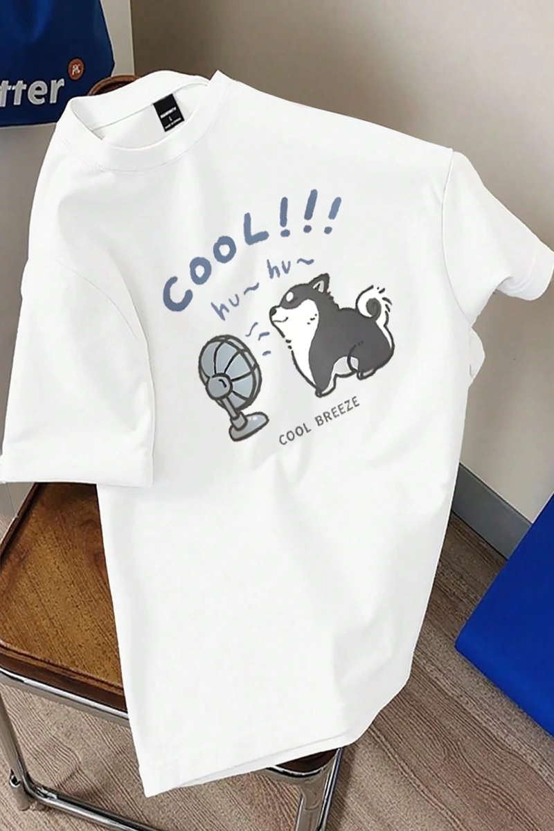 Erkek Yuvarlak Yaka Kısa Kollu Tişört, Minimalist Moda, Yaz İçin Uygun