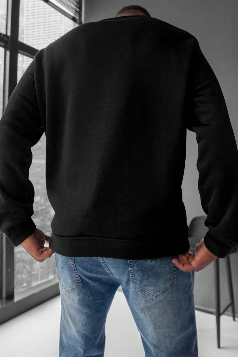 Erkek Yuvarlak Yaka Uzun Kollu Harf Baskılı Minimal Tasarım Sweatshirt, Günlü