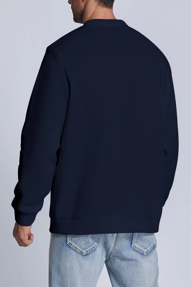 Erkek Yuvarlak Yaka Uzun Kollu Harf Baskılı Minimal Tasarım Sweatshirt, Günlü
