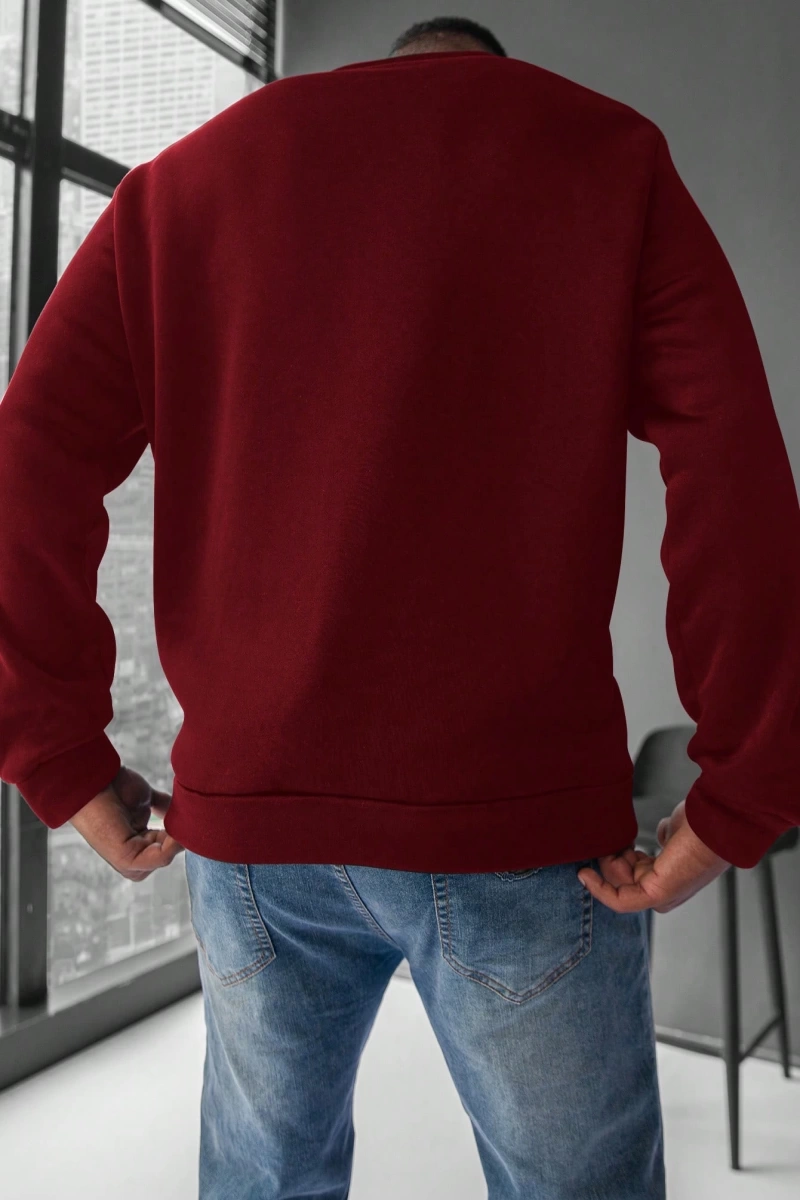 Erkek Yuvarlak Yaka Uzun Kollu Harf Baskılı Minimal Tasarım Sweatshirt, Günlü