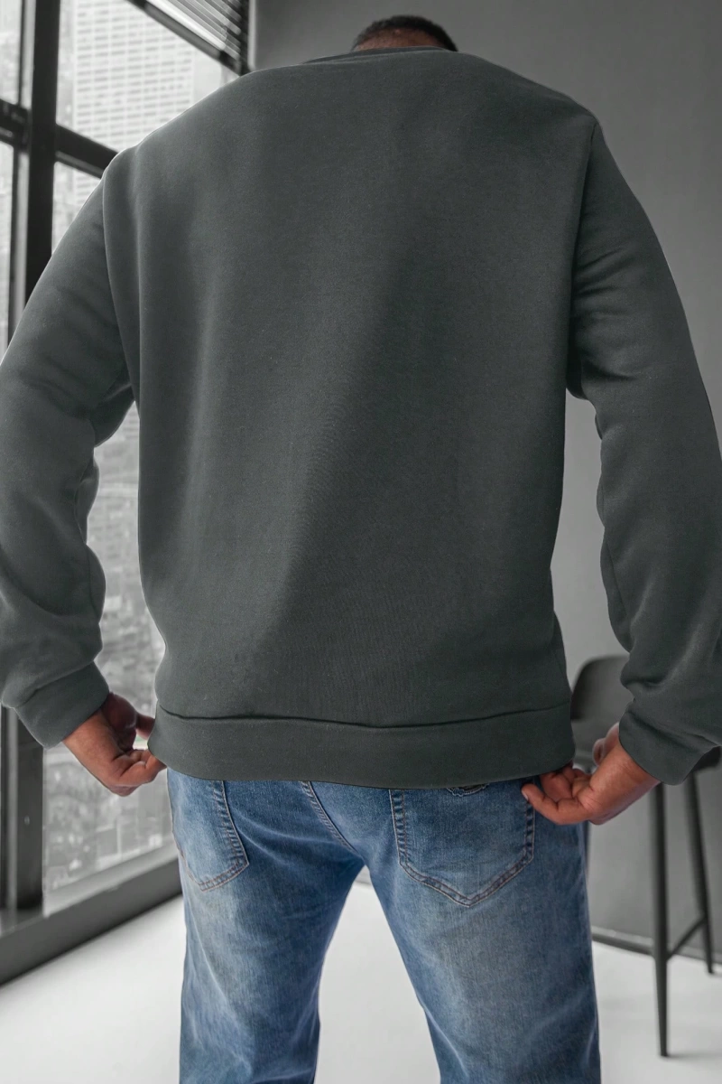 Erkek Yuvarlak Yaka Uzun Kollu Harf Baskılı Minimal Tasarım Sweatshirt, Günlü