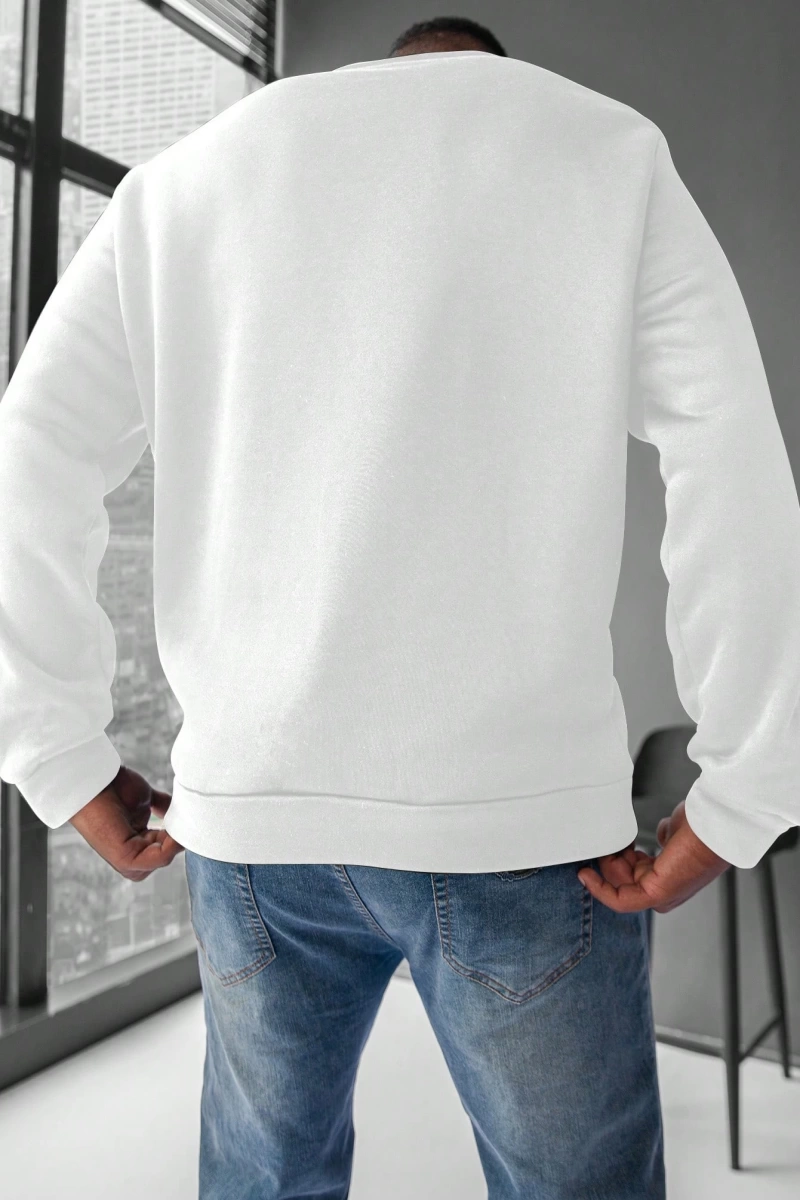 Erkek Yuvarlak Yaka Uzun Kollu Harf Baskılı Minimal Tasarım Sweatshirt, Günlü