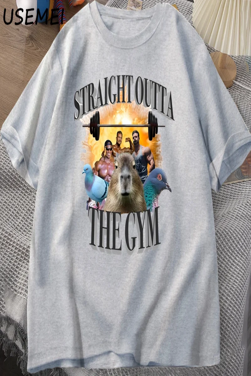 Erkekler için düz spor T Shirt dışında Capybara T Shirt egzersiz pamuk kısa kollu Tshirt Unis 3071
