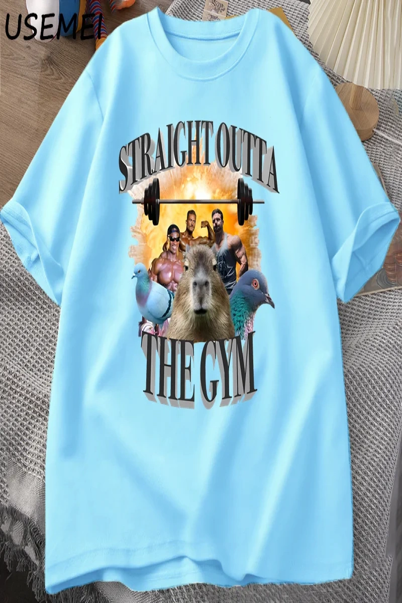 Erkekler için düz spor T Shirt dışında Capybara T Shirt egzersiz pamuk kısa kollu Tshirt Unis 3071