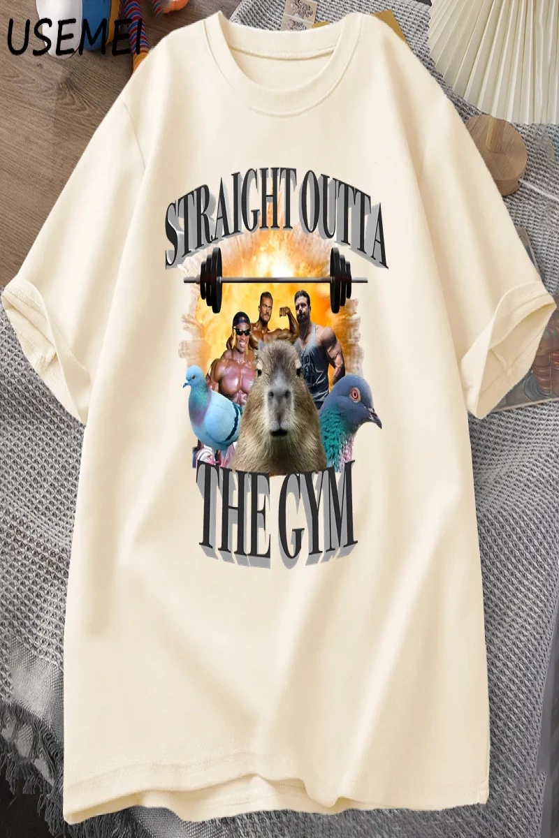Erkekler için düz spor T Shirt dışında Capybara T Shirt egzersiz pamuk kısa kollu Tshirt Unis 3071