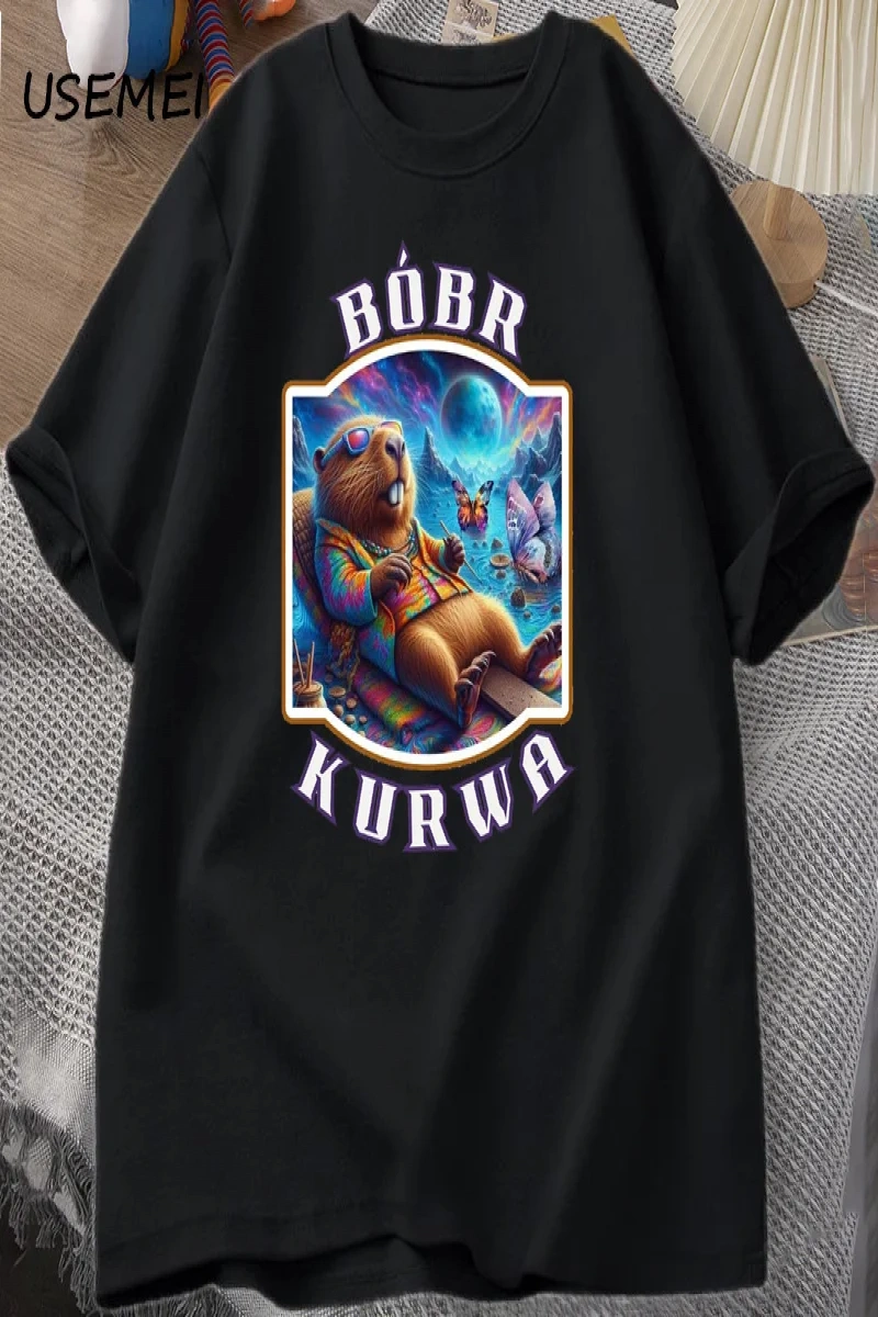 Erkekler T-Shirt adam Bober Bóbr Beaver Boberek T-Shirt pamuk karikatür grafik T Shirt Unisex 3049