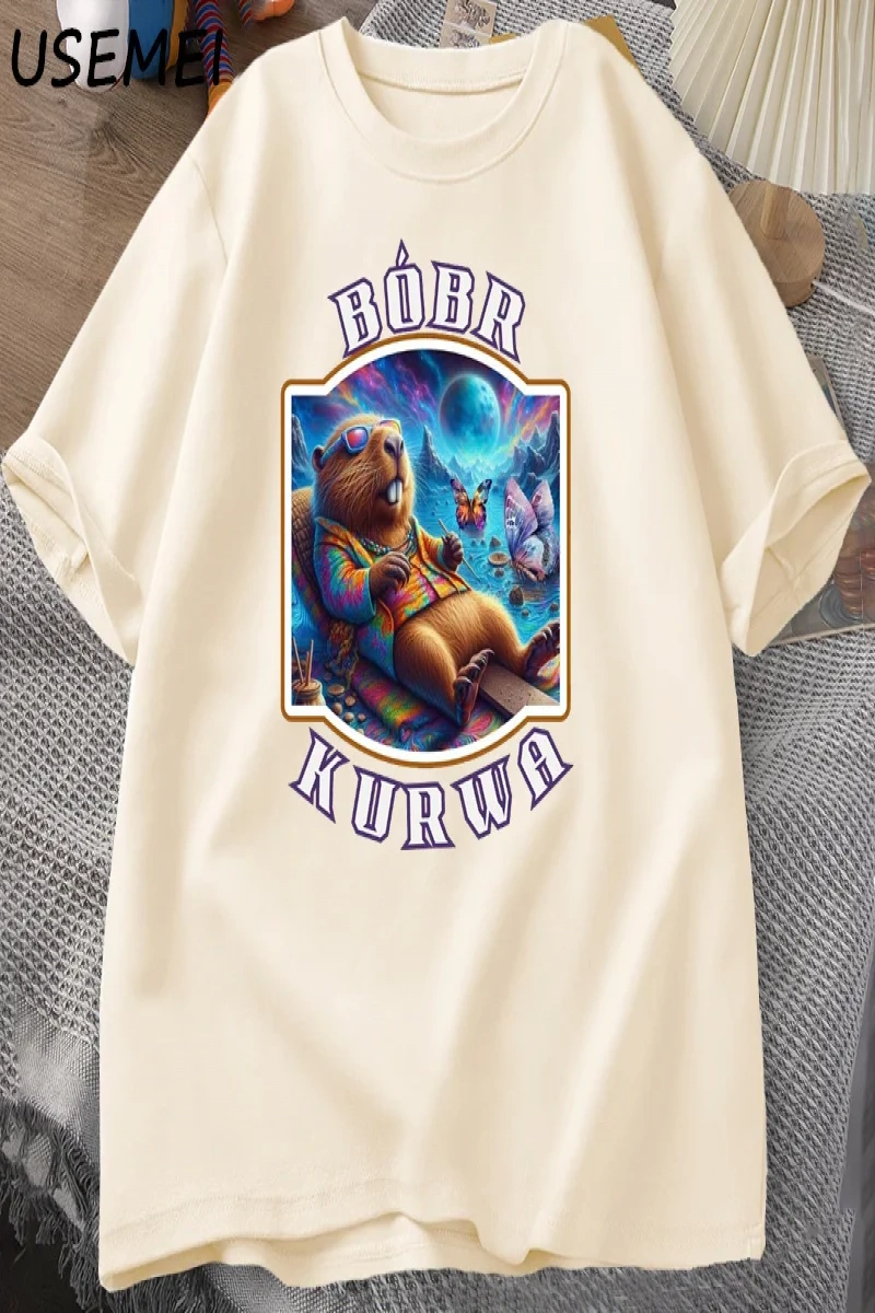 Erkekler T-Shirt adam Bober Bóbr Beaver Boberek T-Shirt pamuk karikatür grafik T Shirt Unisex 3048