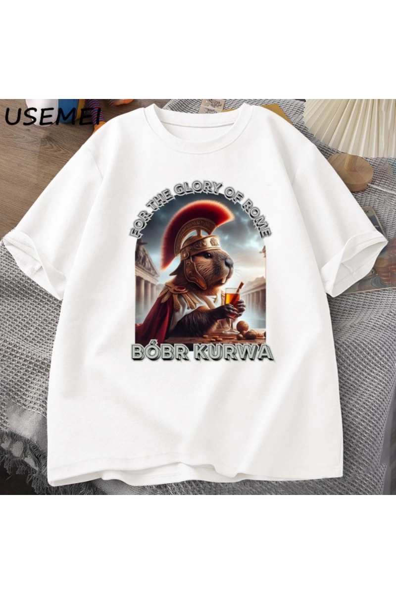 Erkekler T-Shirt adam Bober Bóbr Beaver Boberek T-Shirt pamuk karikatür grafik T Shirt Unisex