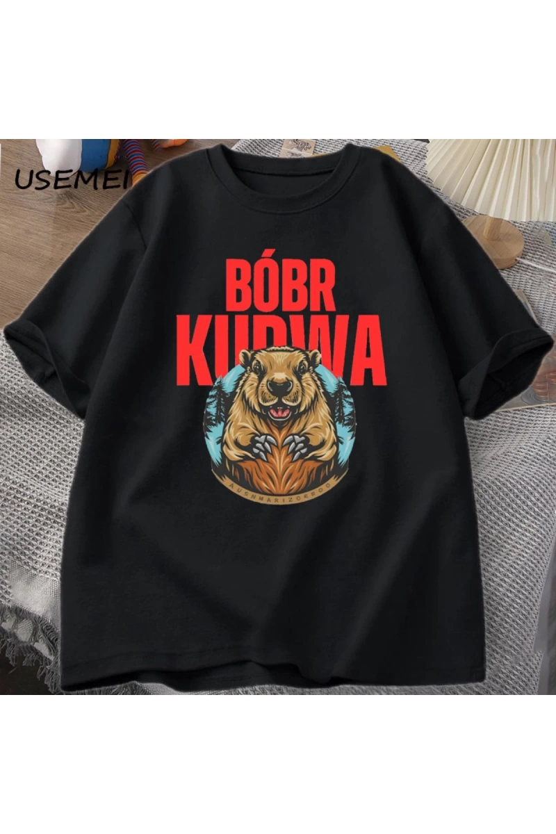 Erkekler T-Shirt adam Bober Bóbr Beaver Boberek T-Shirt pamuk karikatür grafik T Shirt Unisex