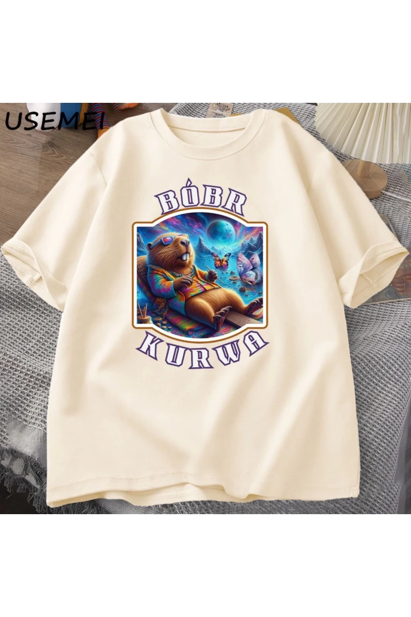Erkekler T-Shirt adam Bober Bóbr Beaver Boberek T-Shirt pamuk karikatür grafik T Shirt Unisex