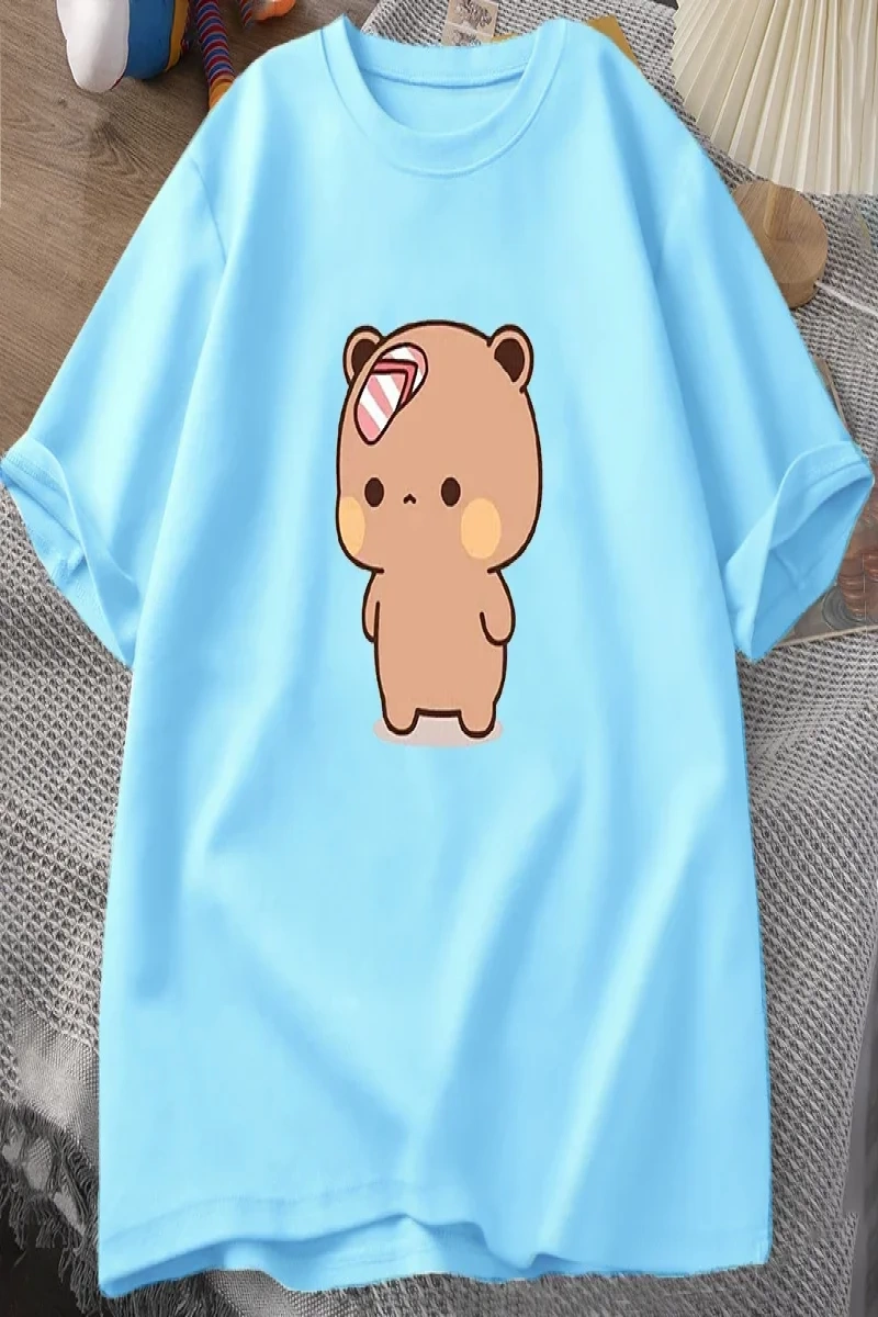 Erkekler T-shirt sevimli karikatür Bubu Dudu Tshirt At Flip-flop atma komik pamuk kısa kollu  2968