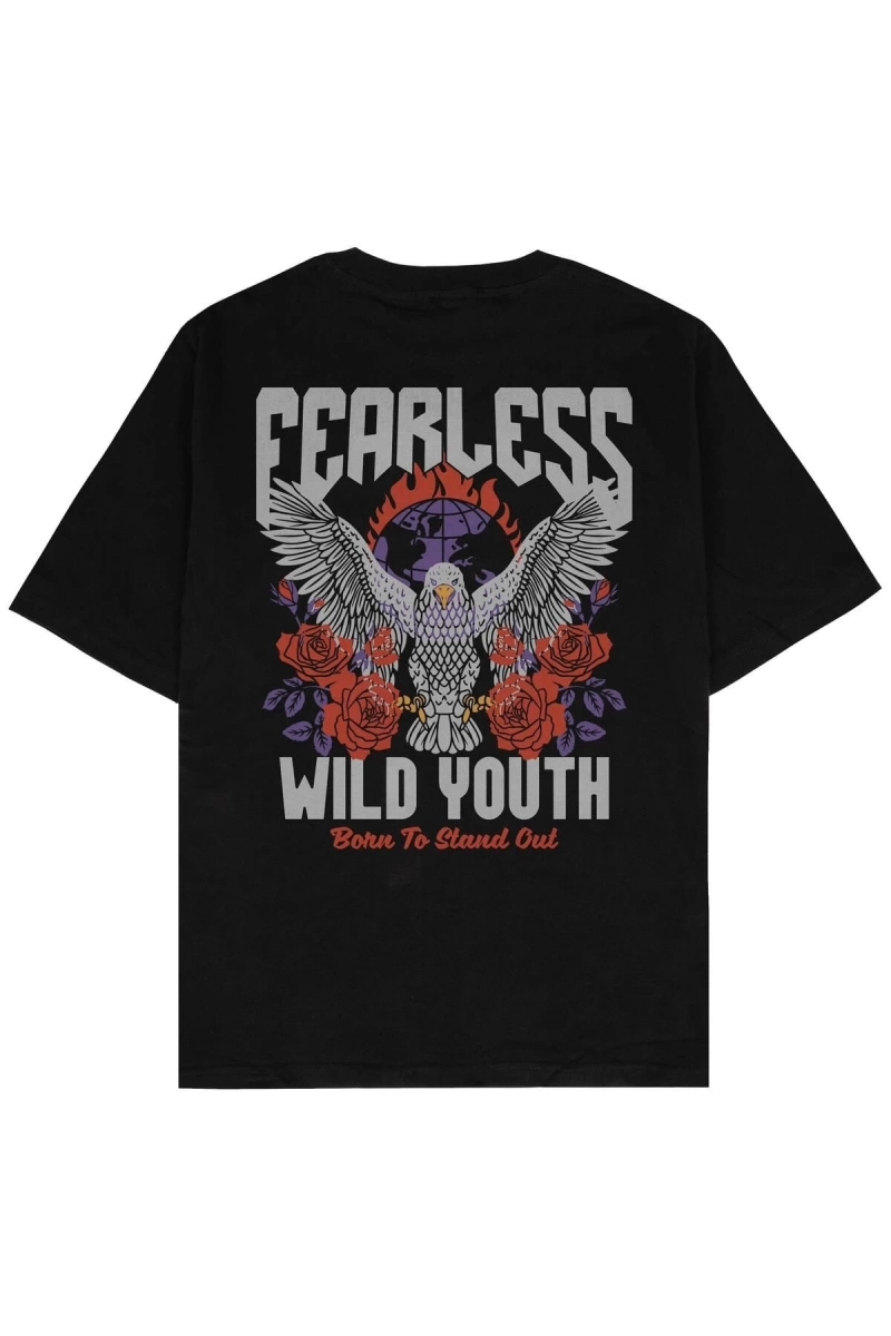 Fearless Siyah Oversize Unisex T-shirt
