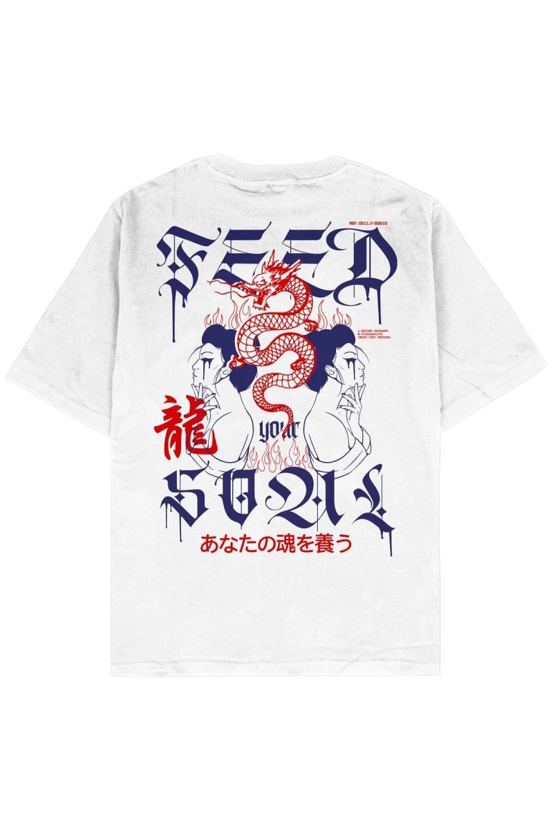Feed Soul Beyaz Oversize Unisex T-shirt