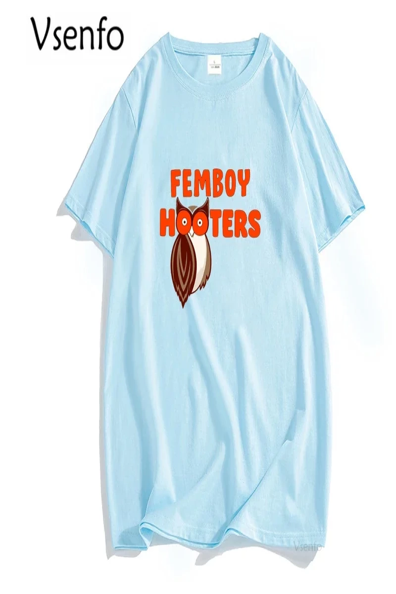 Femboy Hooters orijinal baykuş T Shirt erkekler kadınlar için rahat kısa kollu karikatür graf 2937