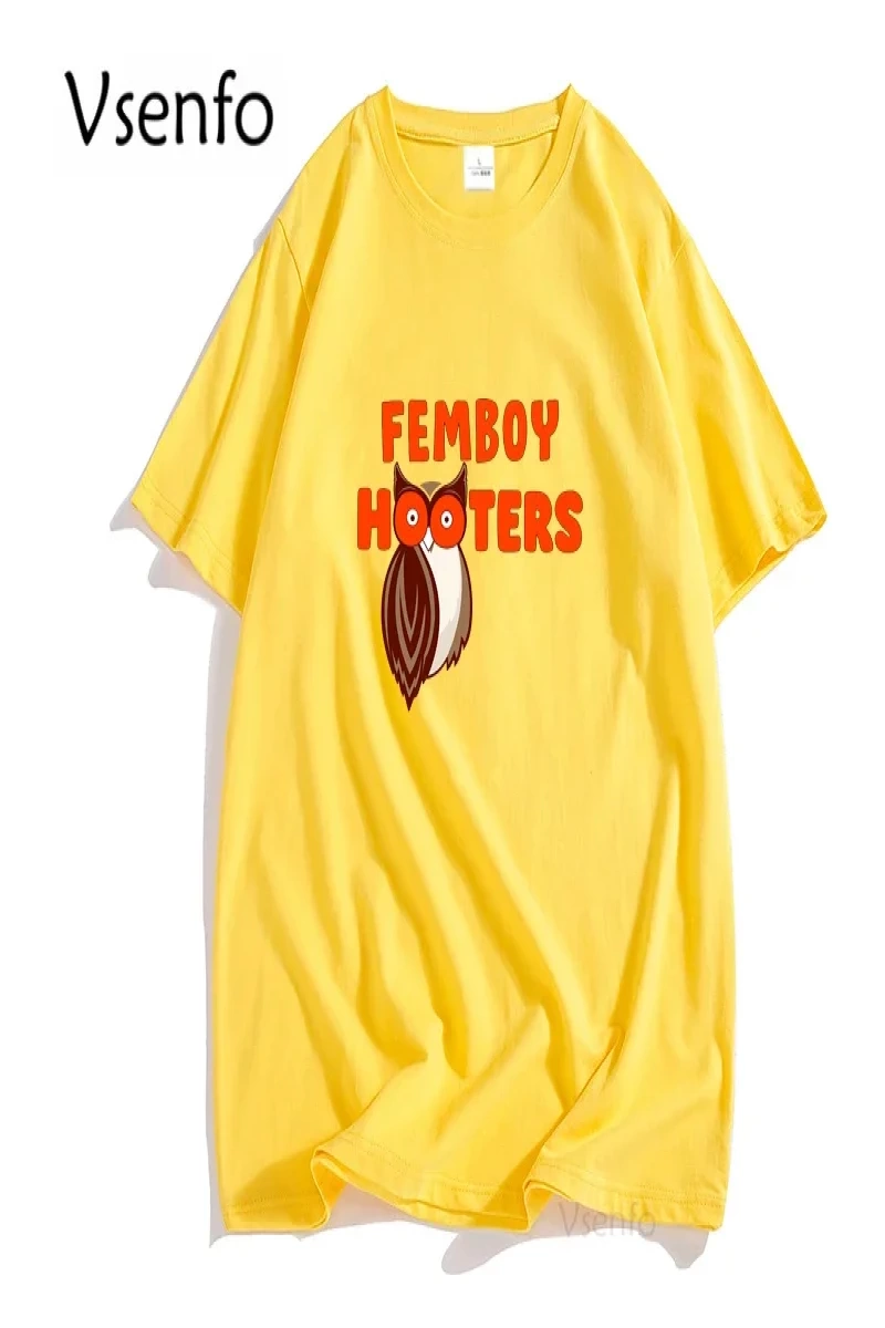 Femboy Hooters orijinal baykuş T Shirt erkekler kadınlar için rahat kısa kollu karikatür graf 2937