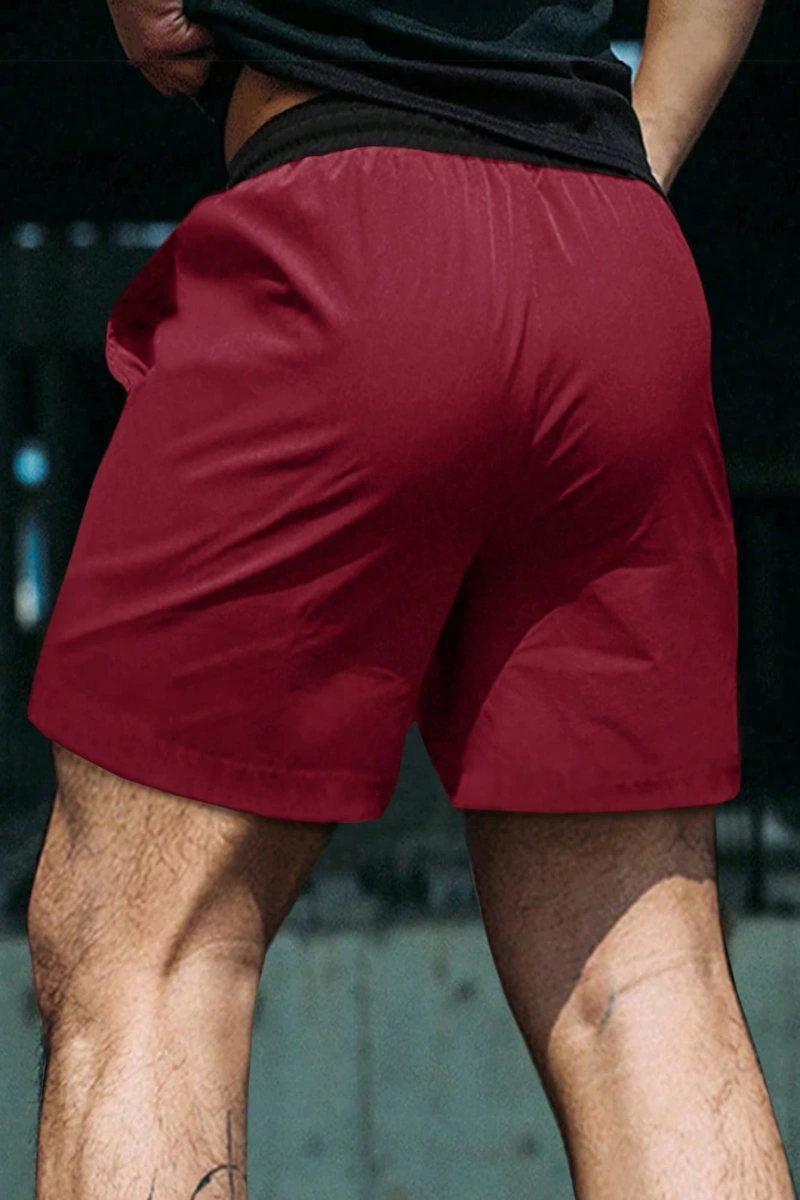 Fit Erkek Harfli Grafik Bağcıklı Bel Jogger Şort Düz Ordu Yeşili