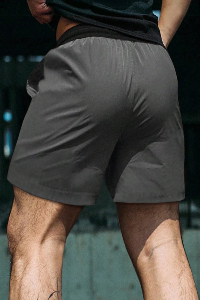 Fit Erkek Harfli Grafik Bağcıklı Bel Jogger Şort Düz Ordu Yeşili