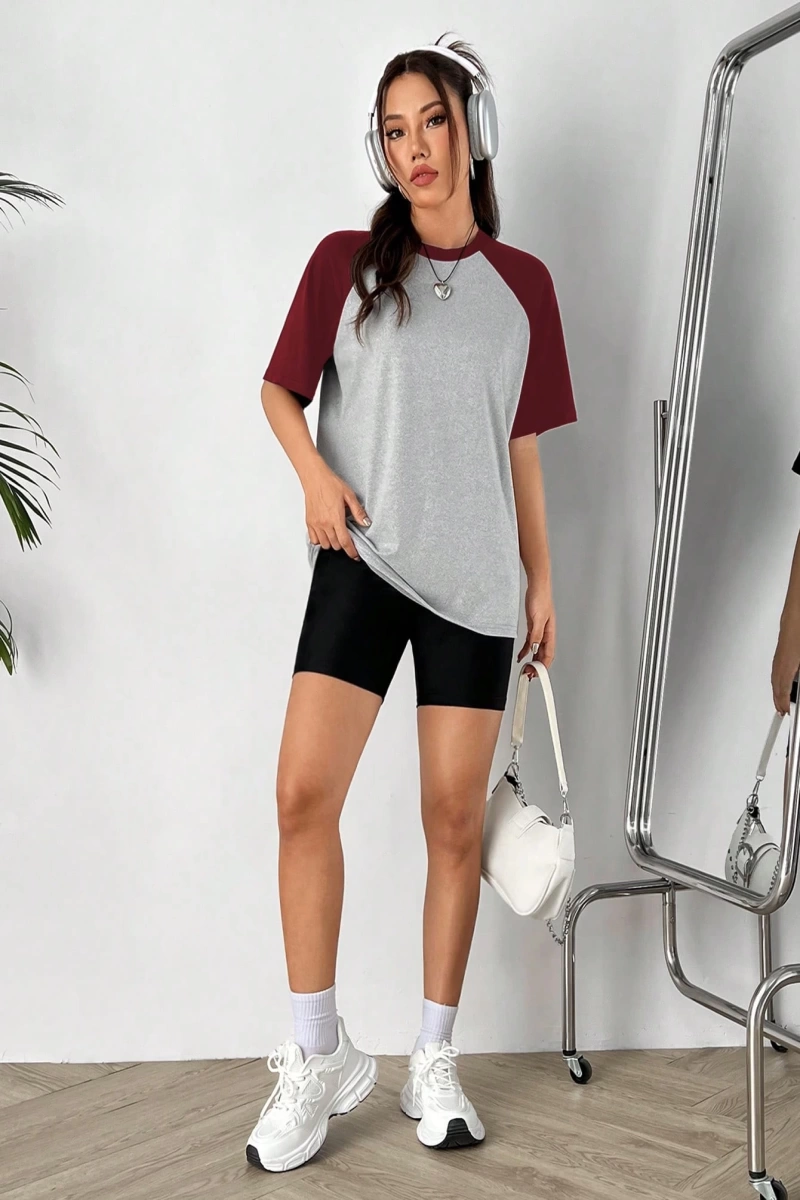 Flirla Bayan Raglan Kollu Tişört Ve Şort Takımı Biker Şort TakımıKadınlar İçin Şort Takımları