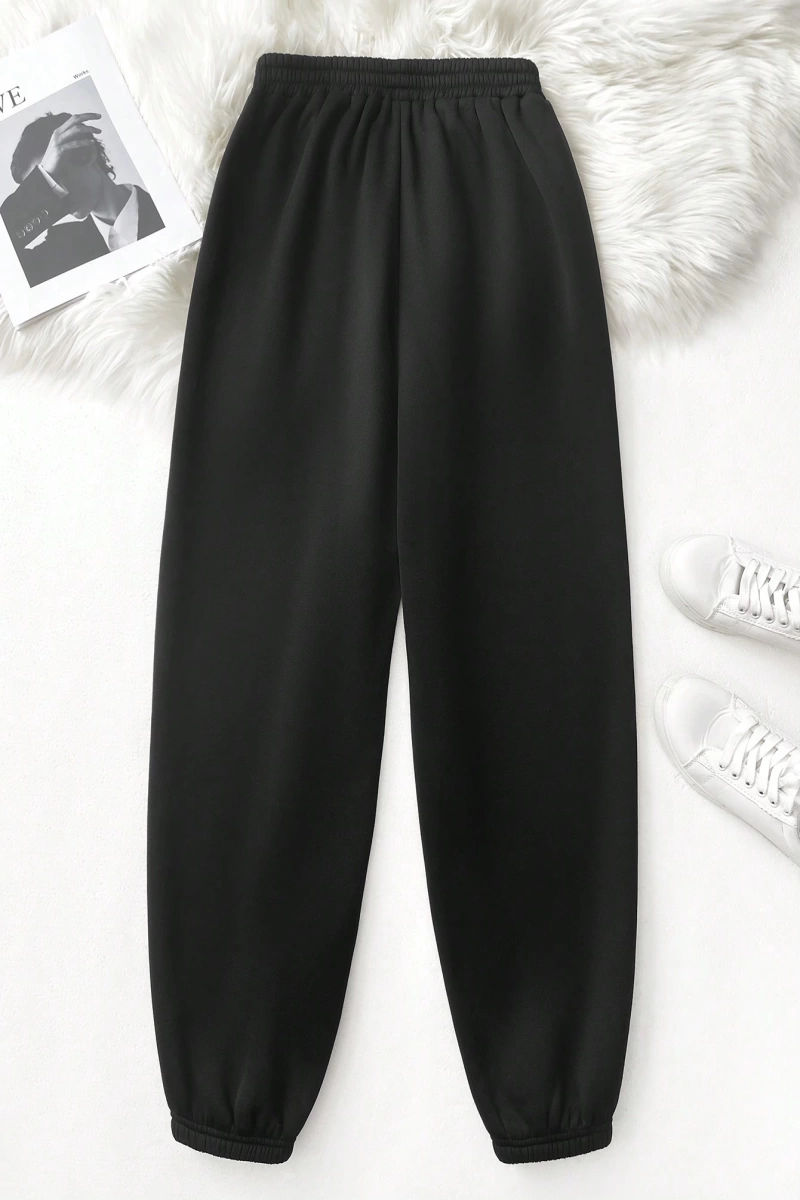 Flirla Bow Decor Sevimli Baskılı Rahat Bol Rahat Jogger Pantolon, Sıcak Termal Astarlı Açık H
