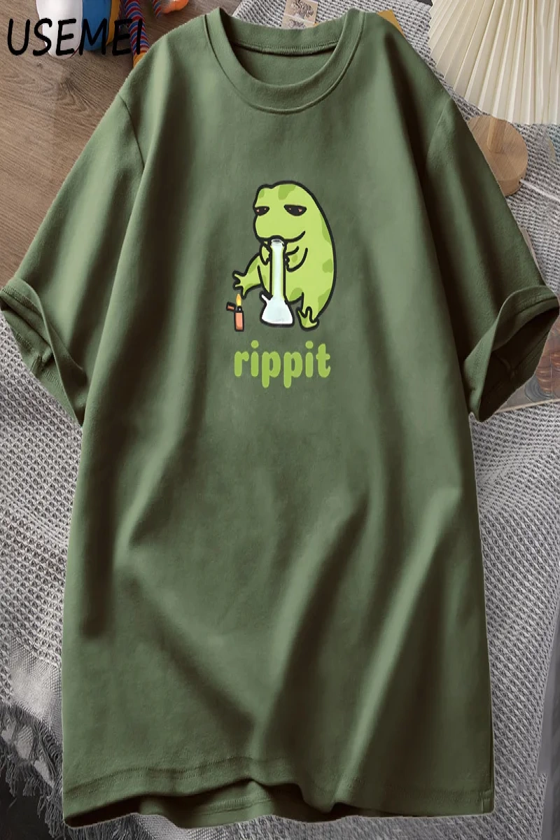 Funny Rippit T-Shirt Frog Graphic T Shirt Causal Cotton Short Sleeve Printed Tshirt Harajuku  2796