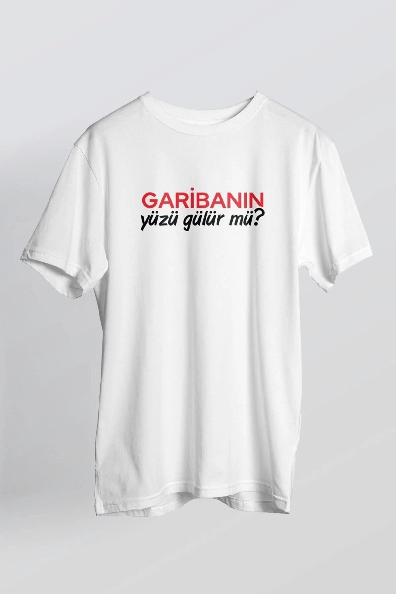 Garibanın Yüzü Gülürmü Yazılı Beyaz T-shirt