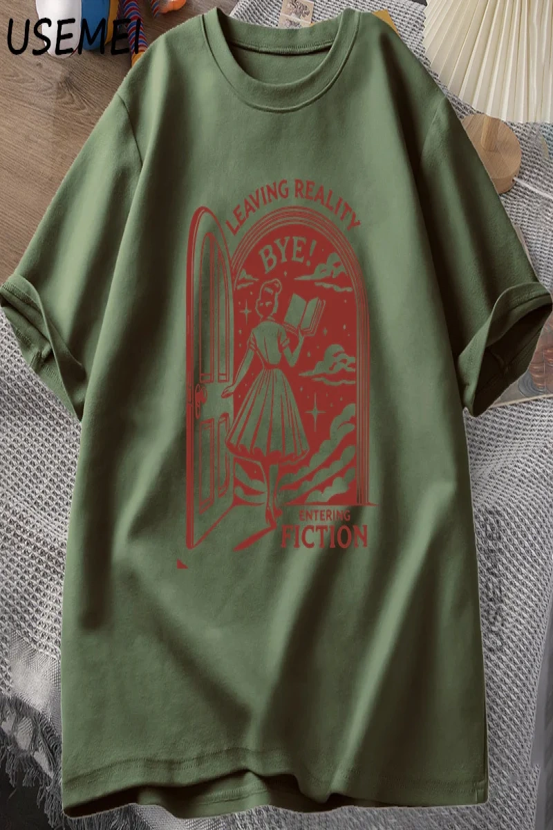 Gerçekliği Bırakarak Kurgu T Shirt Erkek Kadın Vintage Komik Kitapçı Kitap Sevgilisi Tshirt K 2934
