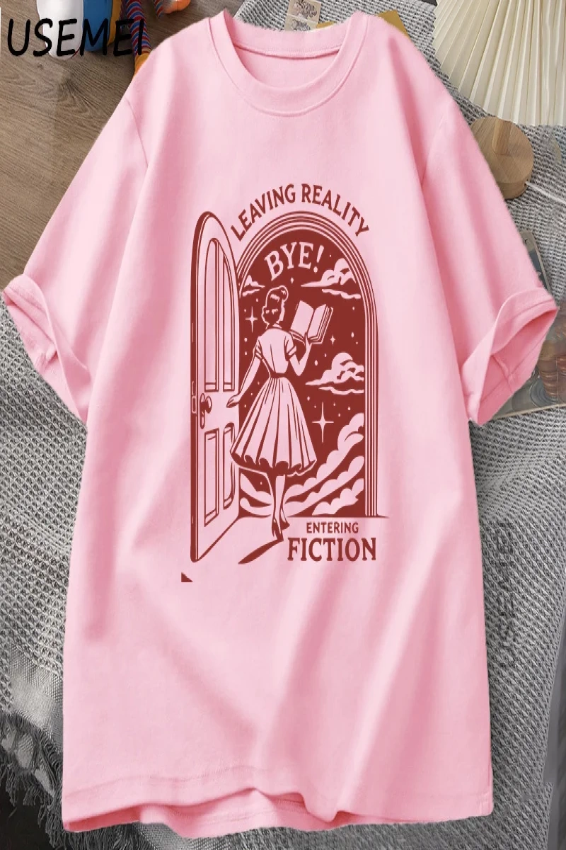 Gerçekliği Bırakarak Kurgu T Shirt Erkek Kadın Vintage Komik Kitapçı Kitap Sevgilisi Tshirt K 2934
