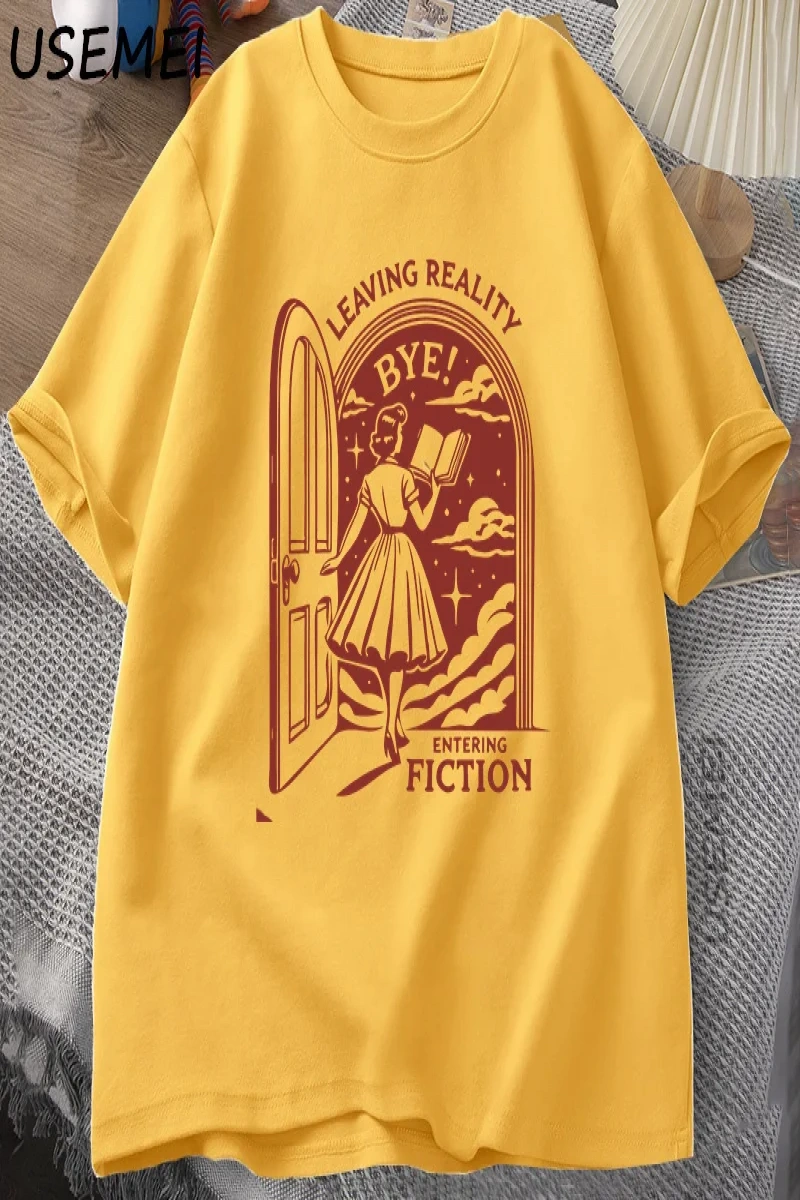 Gerçekliği Bırakarak Kurgu T Shirt Erkek Kadın Vintage Komik Kitapçı Kitap Sevgilisi Tshirt K 2934