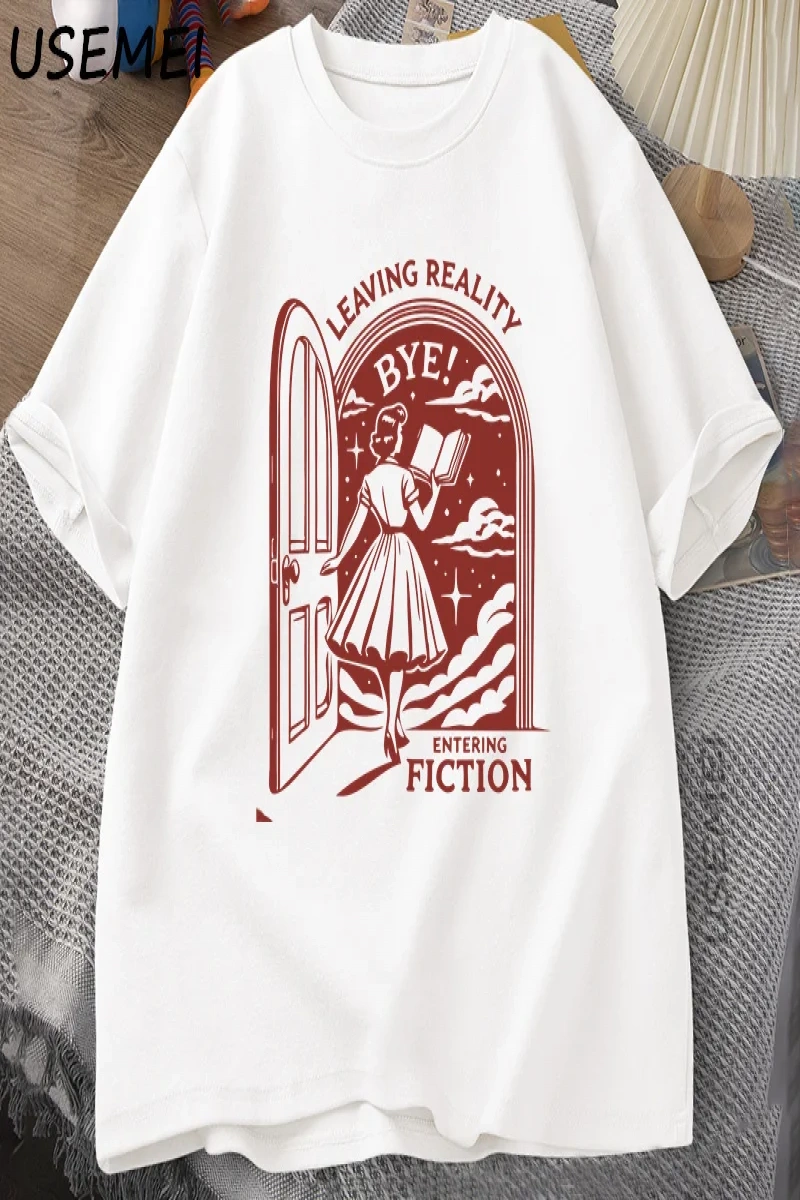 Gerçekliği Bırakarak Kurgu T Shirt Erkek Kadın Vintage Komik Kitapçı Kitap Sevgilisi Tshirt K 2934