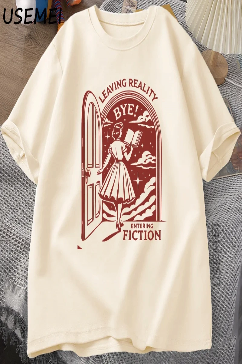 Gerçekliği Bırakarak Kurgu T Shirt Erkek Kadın Vintage Komik Kitapçı Kitap Sevgilisi Tshirt K 2934