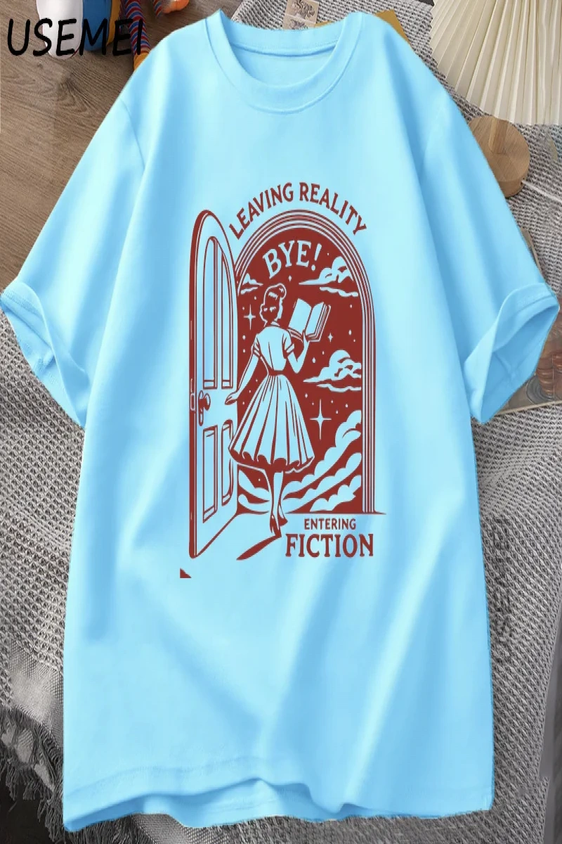 Gerçekliği Bırakarak Kurgu T Shirt Erkek Kadın Vintage Komik Kitapçı Kitap Sevgilisi Tshirt K 2934