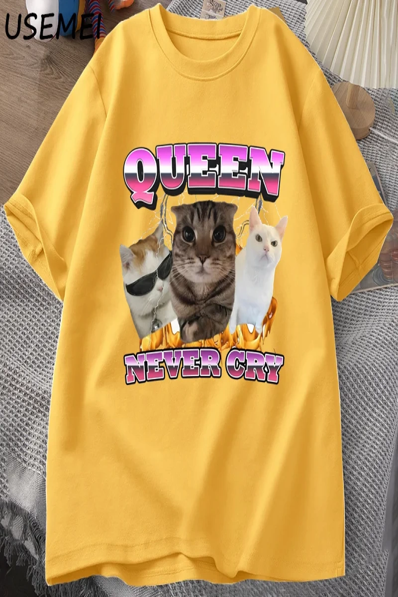 Goofy Cat kedi T Shirt Meme Dank Cursed Weirdcore Cringey t-shirt erkekler kadınlar ben çok a 2857