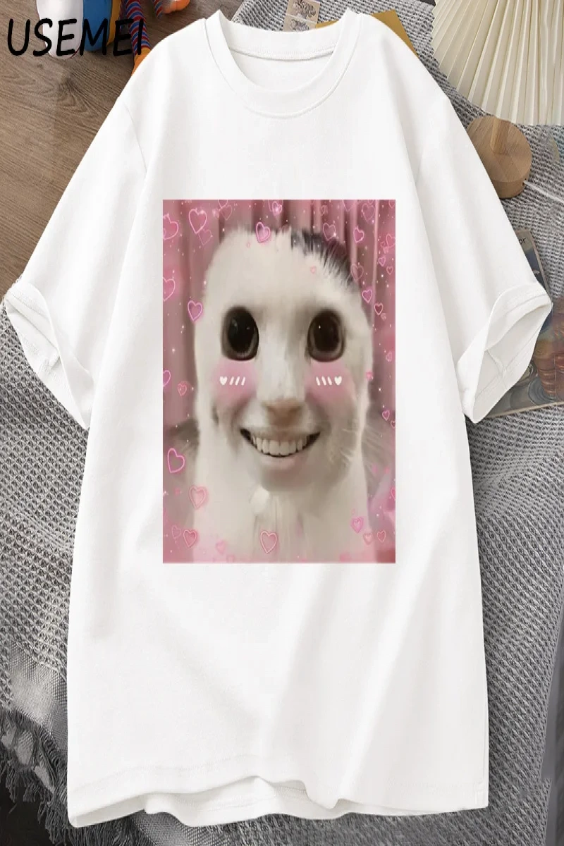 Goofy Cat kedi T Shirt Meme Dank Cursed Weirdcore Cringey t-shirt erkekler kadınlar ben çok a 2857