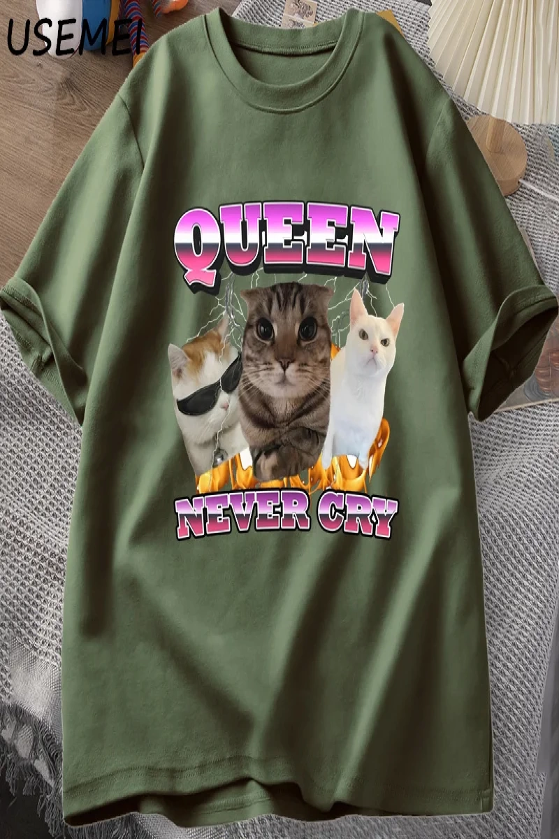 Goofy Cat kedi T Shirt Meme Dank Cursed Weirdcore Cringey t-shirt erkekler kadınlar ben çok a 2857
