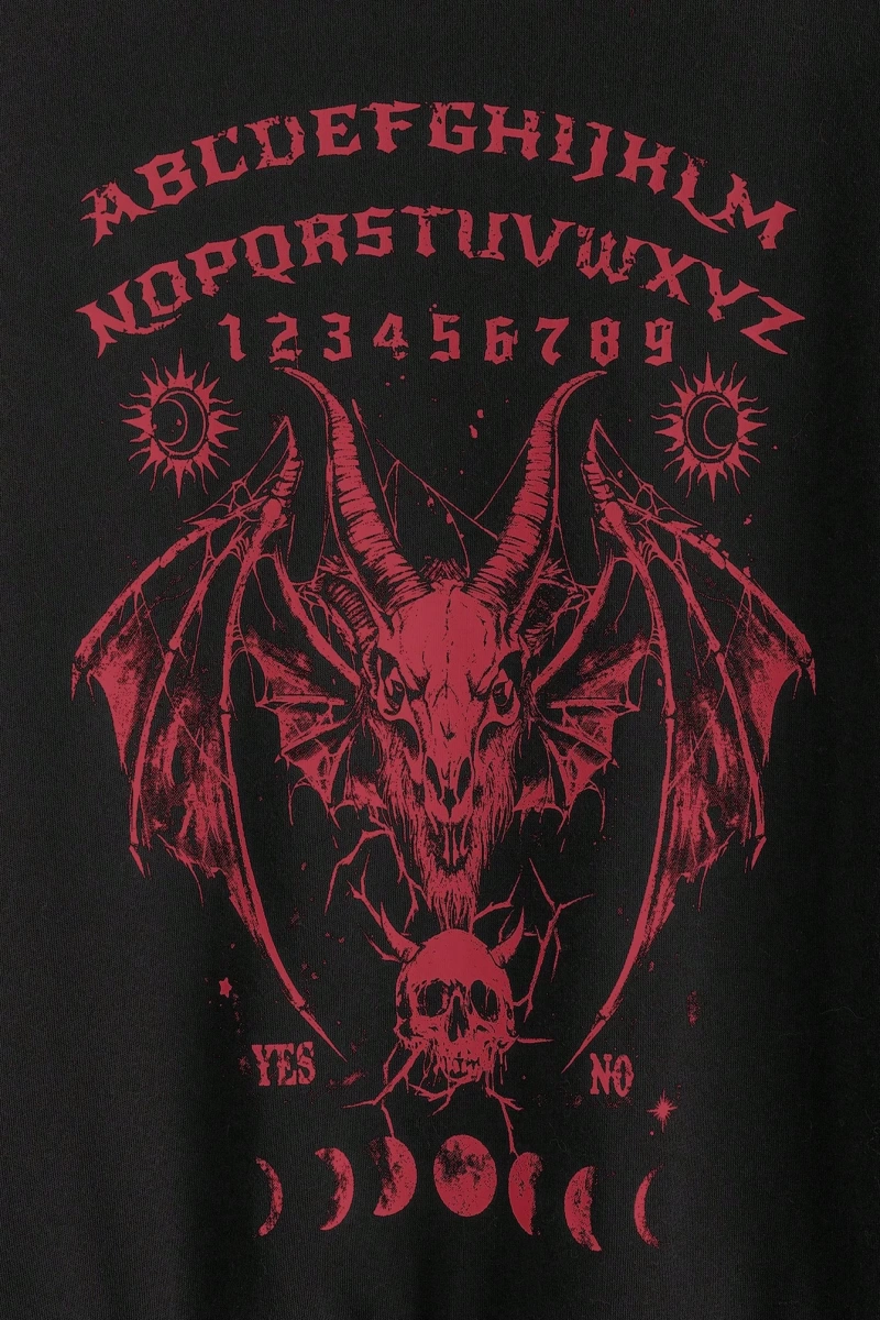 Goth Büyük Beden Kadın Slogan Baskılı Düşük Omuz Uzun Kollu Günlük Kapşonlu Sweatshirt, Model 5172