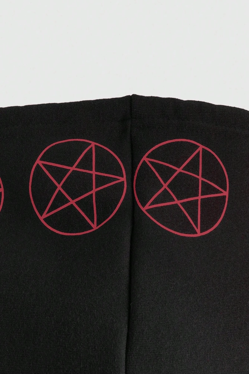 Goth Büyük Beden Kadın Slogan Baskılı Düşük Omuz Uzun Kollu Günlük Kapşonlu Sweatshirt, Model 5172