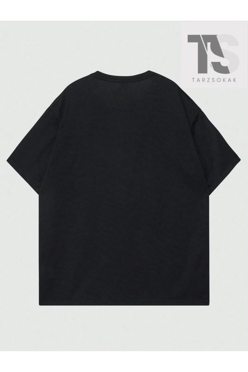 Goth Erkek Alfabe ve Beş Köşeli Yıldız Baskılı T-shirt