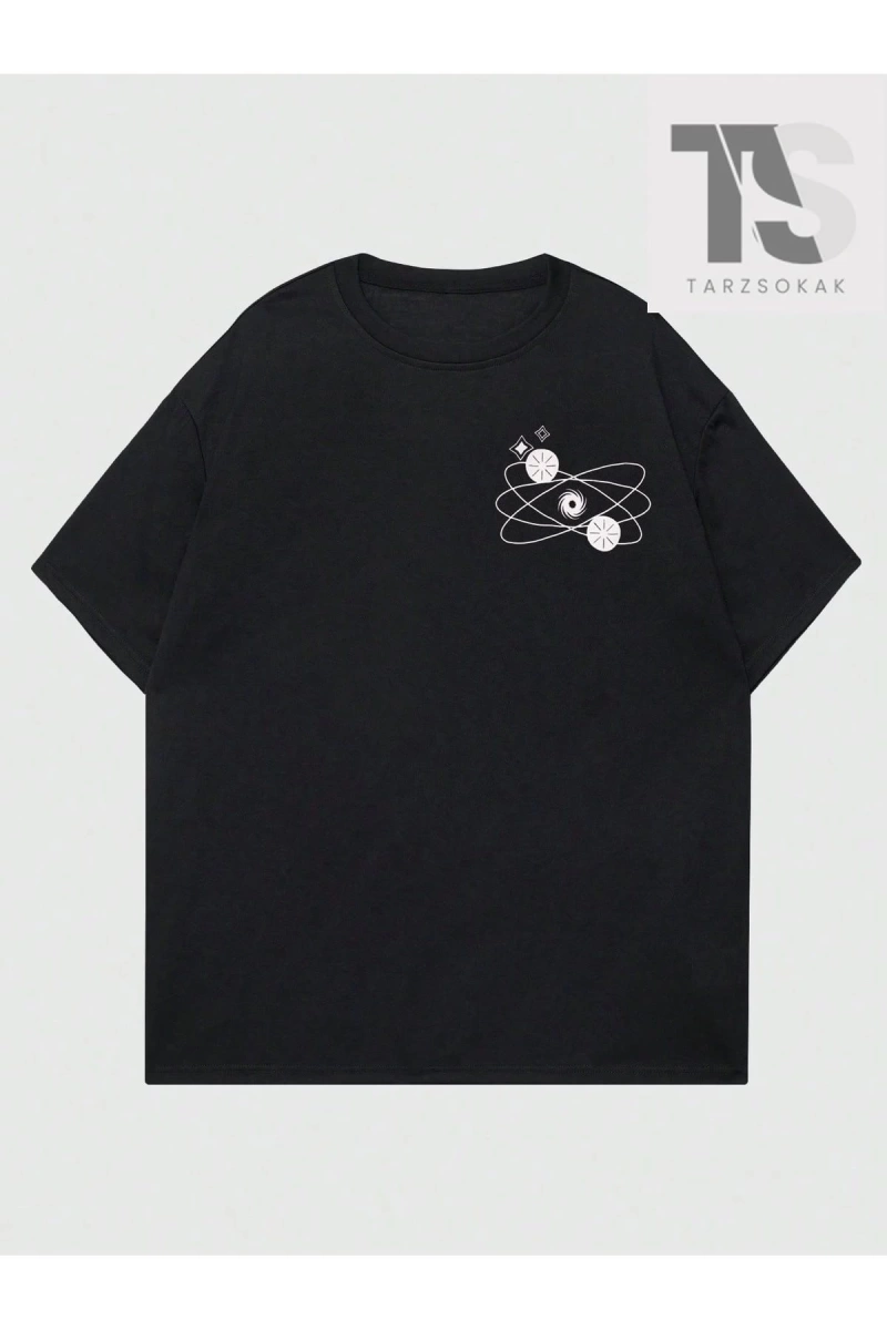 Goth Erkek Geometrik Baskılı Yuvarlak Yaka T-Shirt